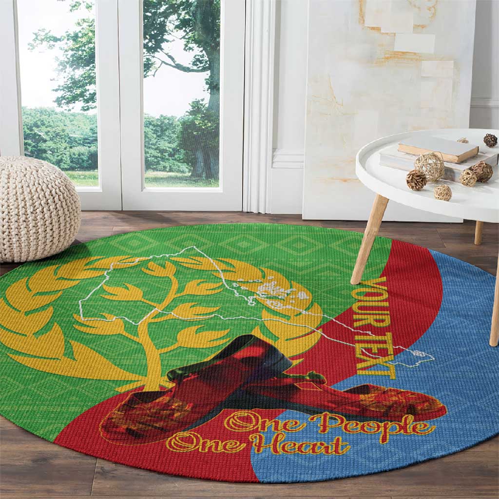 Personalised Eritrea Independence Day Round Carpet Shida Shoes Olive Branch African Pattern