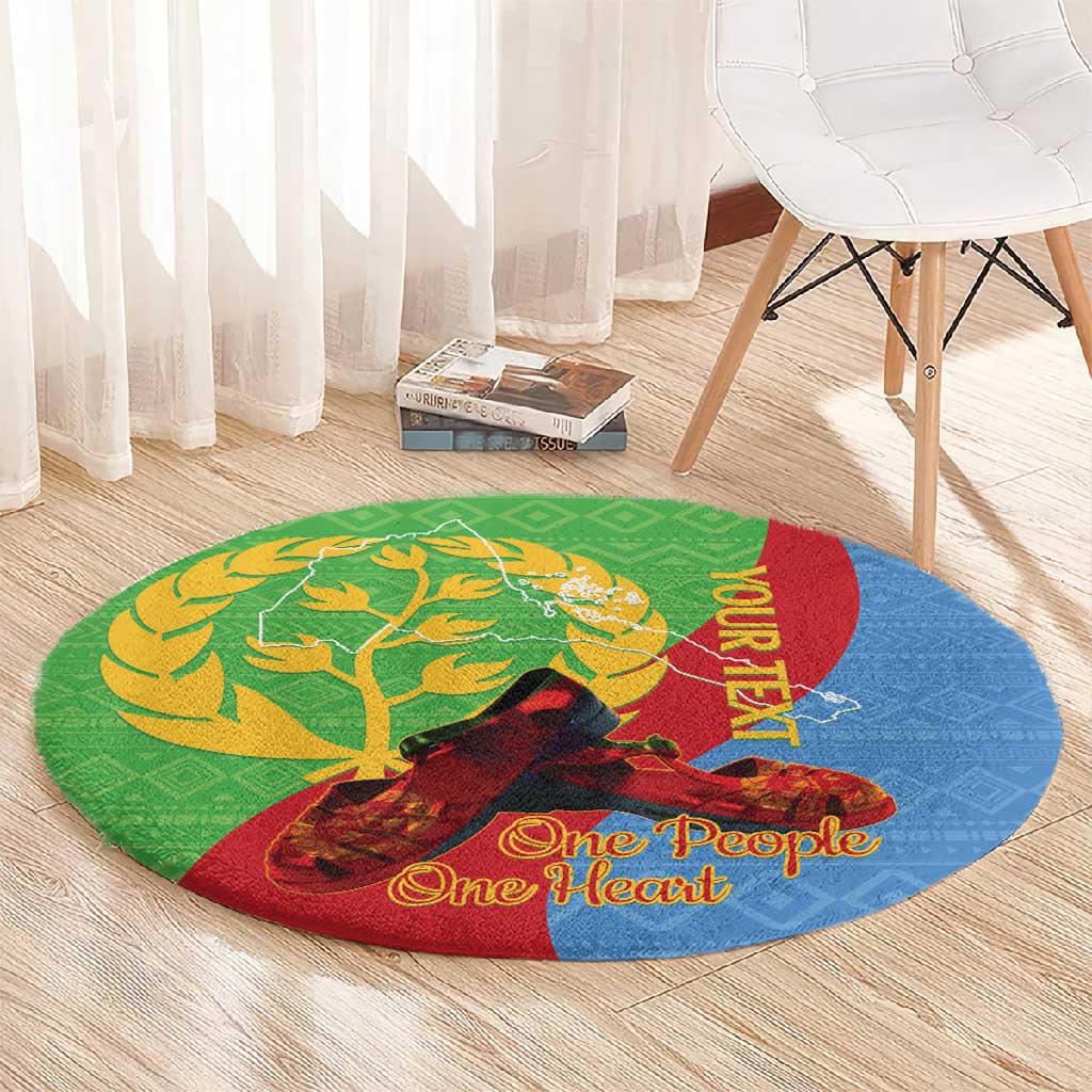 Personalised Eritrea Independence Day Round Carpet Shida Shoes Olive Branch African Pattern
