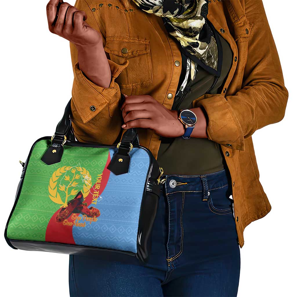 Personalised Eritrea Independence Day Shoulder Handbag Shida Shoes Olive Branch African Pattern