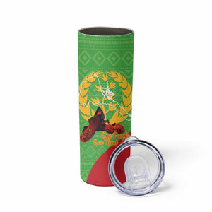 Personalised Eritrea Independence Day Skinny Tumbler Shida Shoes Olive Branch African Pattern