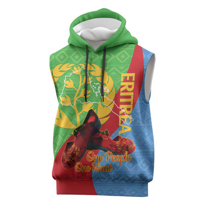 Personalised Eritrea Independence Day Sleeveless Hoodie Shida Shoes Olive Branch African Pattern - African Pride