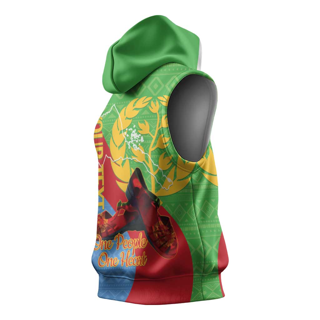 Personalised Eritrea Independence Day Sleeveless Hoodie Shida Shoes Olive Branch African Pattern - African Pride