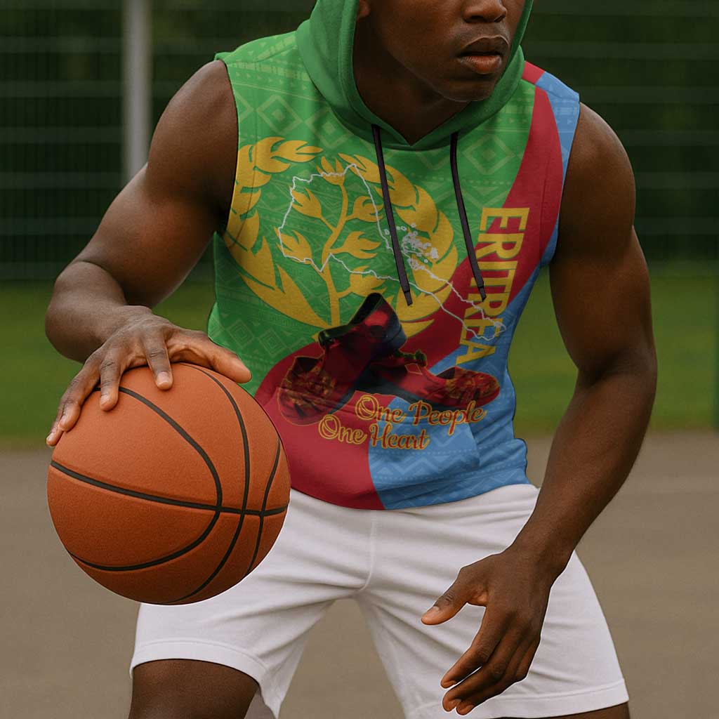 Personalised Eritrea Independence Day Sleeveless Hoodie Shida Shoes Olive Branch African Pattern - African Pride