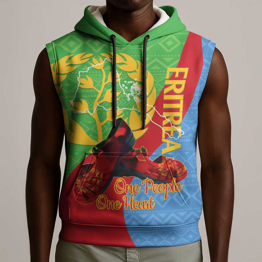 Personalised Eritrea Independence Day Sleeveless Hoodie Shida Shoes Olive Branch African Pattern - African Pride