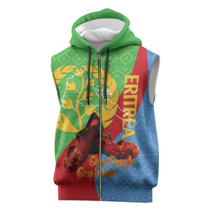 Personalised Eritrea Independence Day Sleeveless Zip Hoodie Shida Shoes Olive Branch African Pattern - African Pride
