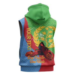Personalised Eritrea Independence Day Sleeveless Zip Hoodie Shida Shoes Olive Branch African Pattern - African Pride