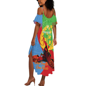 Personalised Eritrea Independence Day Summer Maxi Dress Shida Shoes Olive Branch African Pattern
