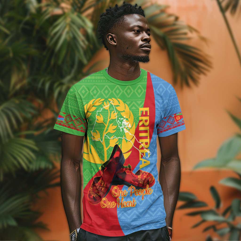 Personalised Eritrea Independence Day T shirt Shida Shoes Olive Branch African Pattern