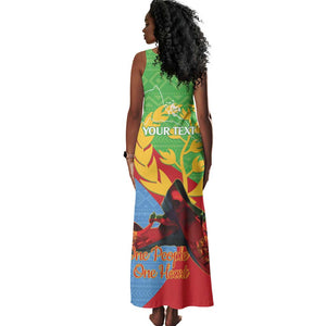Personalised Eritrea Independence Day Tank Maxi Dress Shida Shoes Olive Branch African Pattern