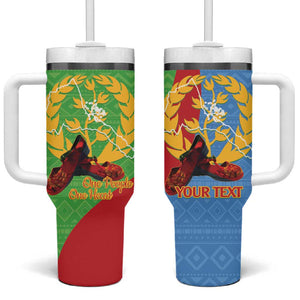 Personalised Eritrea Independence Day Tumbler With Handle Shida Shoes Olive Branch African Pattern