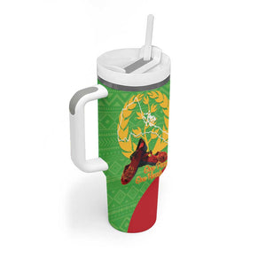 Personalised Eritrea Independence Day Tumbler With Handle Shida Shoes Olive Branch African Pattern