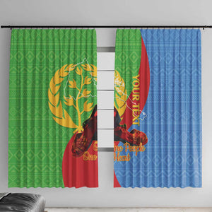 Personalised Eritrea Independence Day Window Curtain Shida Shoes Olive Branch African Pattern