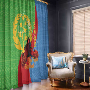 Personalised Eritrea Independence Day Window Curtain Shida Shoes Olive Branch African Pattern