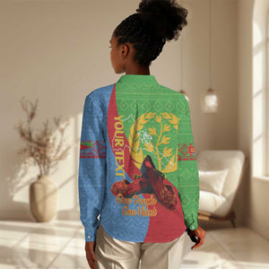 Personalised Eritrea Independence Day Women Casual Shirt Shida Shoes Olive Branch African Pattern