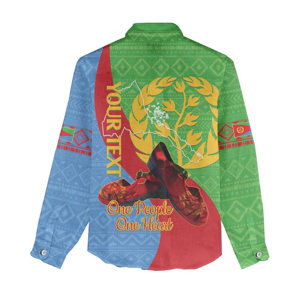Personalised Eritrea Independence Day Women Casual Shirt Shida Shoes Olive Branch African Pattern