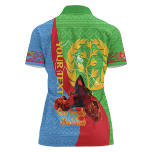 Personalised Eritrea Independence Day Women Polo Shirt Shida Shoes Olive Branch African Pattern