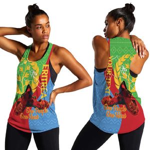 Personalised Eritrea Independence Day Women Racerback Tank Shida Shoes Olive Branch African Pattern