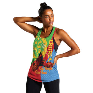 Personalised Eritrea Independence Day Women Racerback Tank Shida Shoes Olive Branch African Pattern