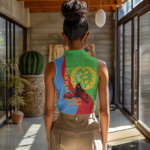 Personalised Eritrea Independence Day Women Sleeveless Polo Shirt Shida Shoes Olive Branch African Pattern