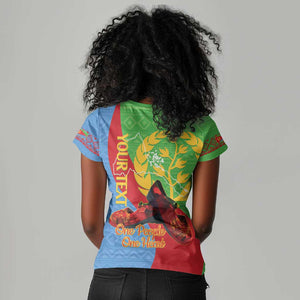 Personalised Eritrea Independence Day Women V-Neck T-Shirt Shida Shoes Olive Branch African Pattern