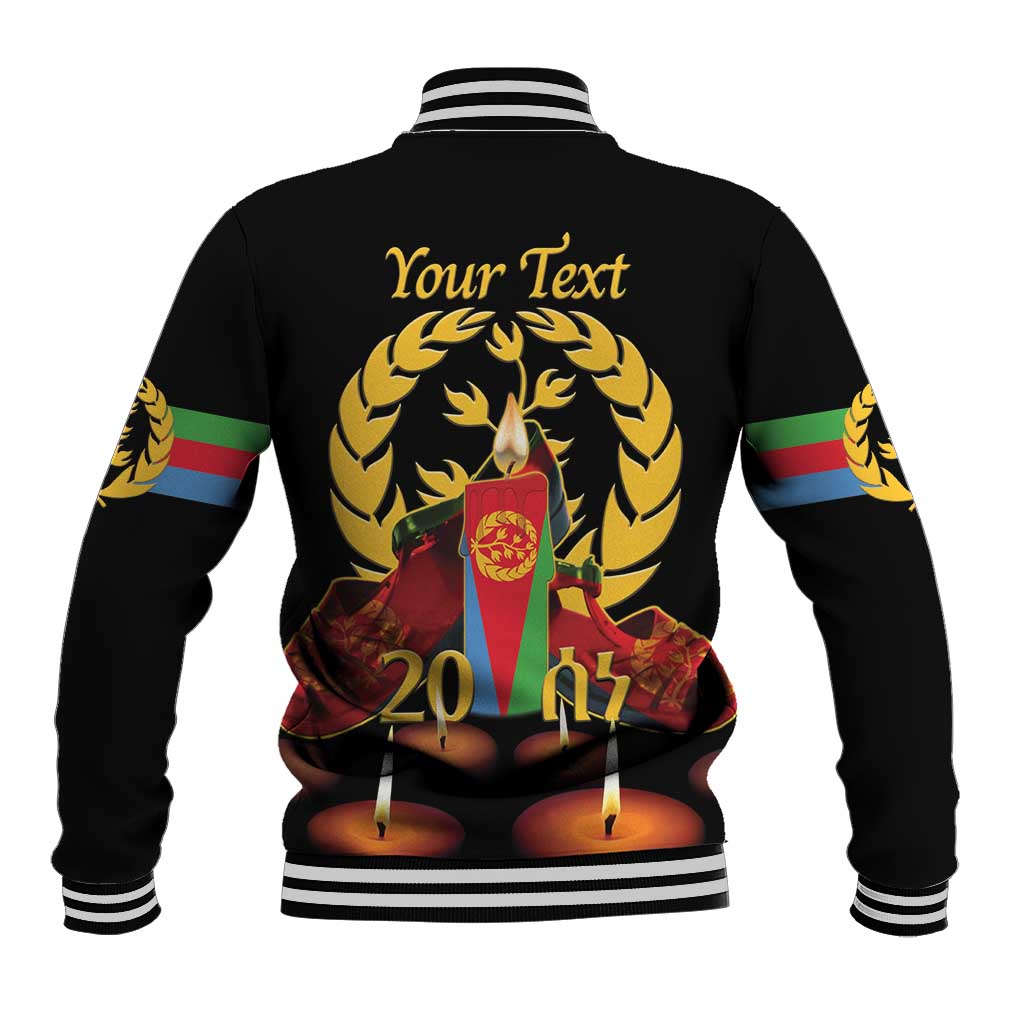 Custom Eritrea Martyrs' Day Baseball Jacket 20 June Shida Shoes With Candles - Black LT14