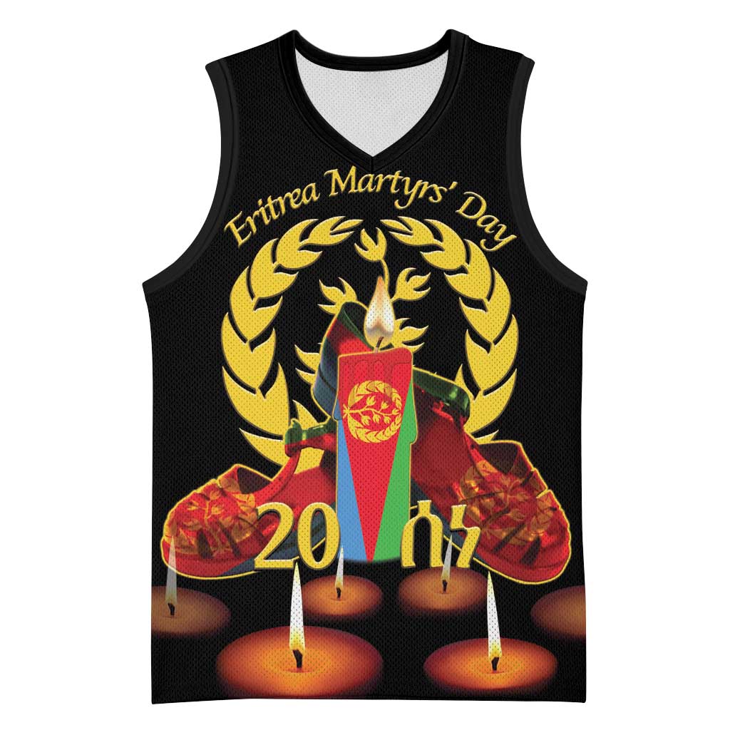 Custom Eritrea Martyrs' Day Basketball Jersey 20 June Shida Shoes With Candles - Black - African Pride