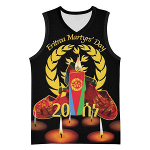 Custom Eritrea Martyrs' Day Basketball Jersey 20 June Shida Shoes With Candles - Black - African Pride