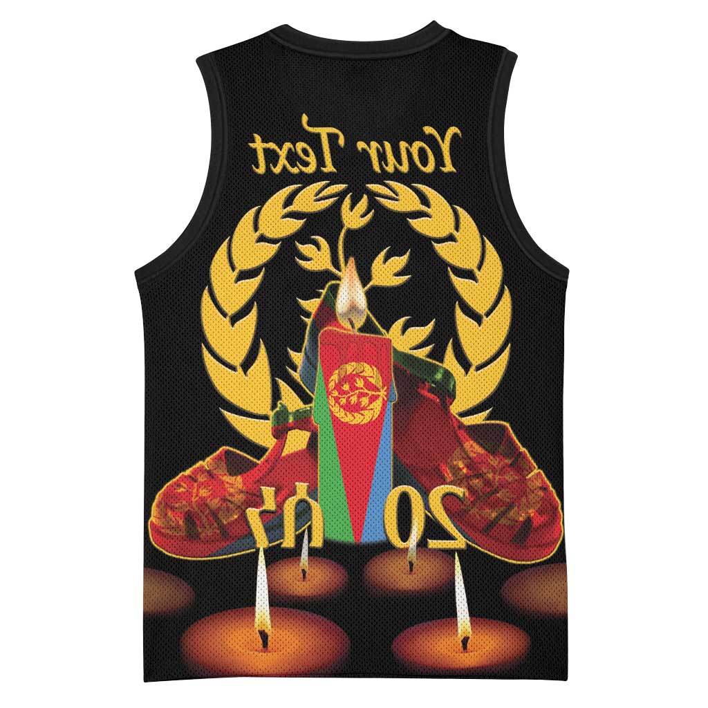 Custom Eritrea Martyrs' Day Basketball Jersey 20 June Shida Shoes With Candles - Black - African Pride