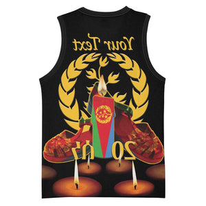 Custom Eritrea Martyrs' Day Basketball Jersey 20 June Shida Shoes With Candles - Black - African Pride