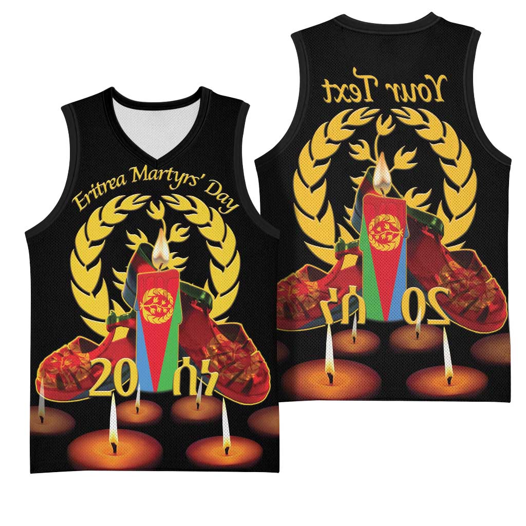 Custom Eritrea Martyrs' Day Basketball Jersey 20 June Shida Shoes With Candles - Black - African Pride