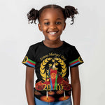 Custom Eritrea Martyrs' Day Kid T shirt 20 June Shida Shoes With Candles - Black