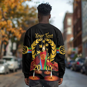 Custom Eritrea Martyrs' Day Long Sleeve Shirt 20 June Shida Shoes With Candles - Black LT14