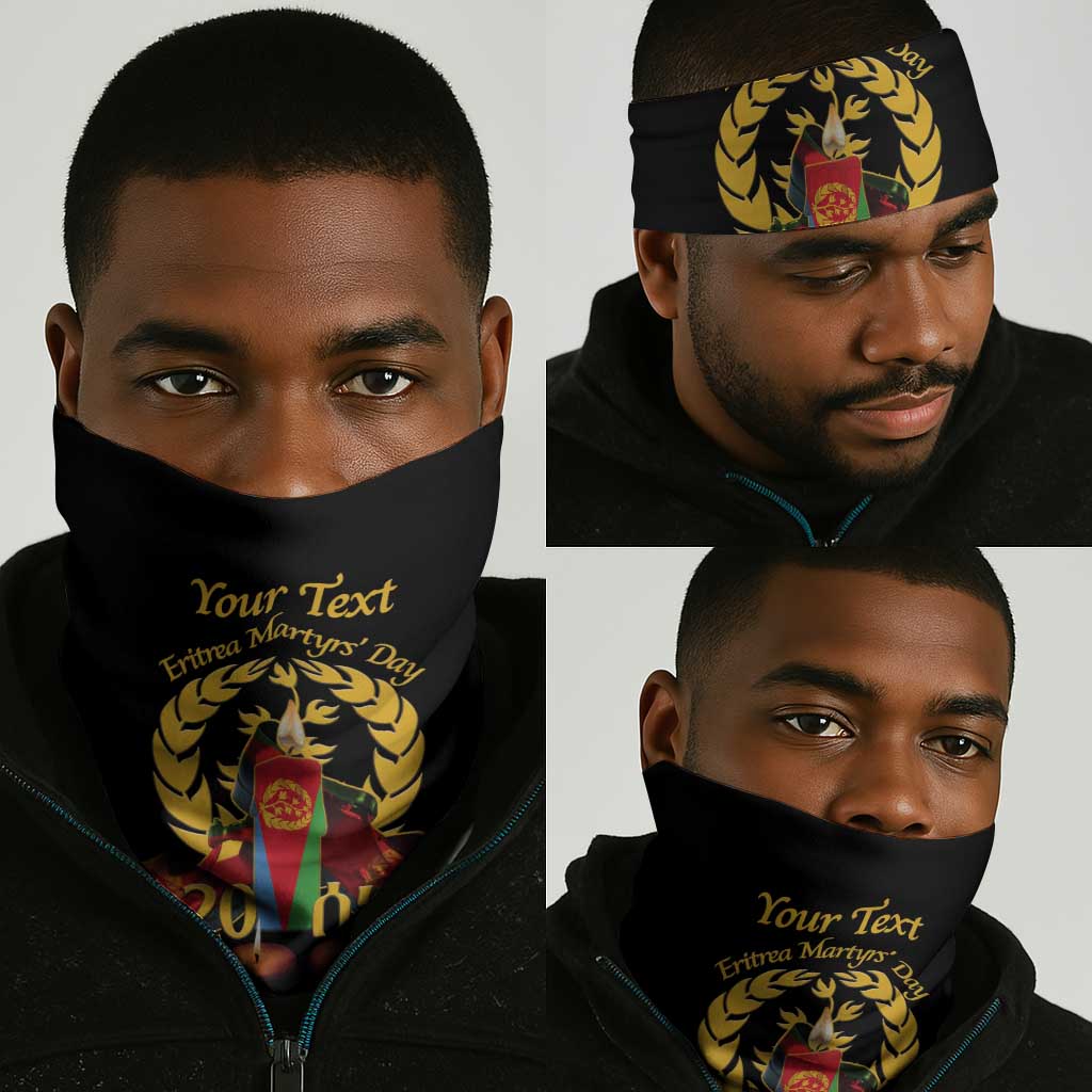 Eritrea Martyrs' Day Neck Gaiter 20 June Shida Shoes With Candles - Black - African Pride