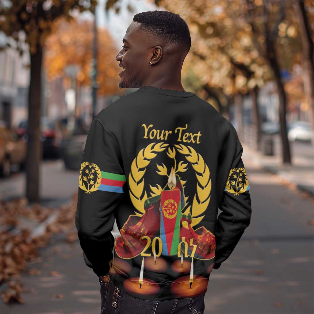 Custom Eritrea Martyrs' Day Sweatshirt 20 June Shida Shoes With Candles - Black