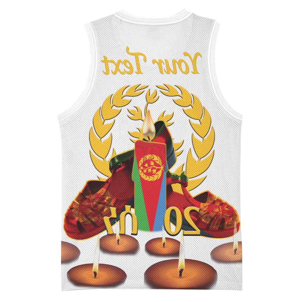 Custom Eritrea Martyrs' Day Basketball Jersey 20 June Shida Shoes With Candles - White - African Pride