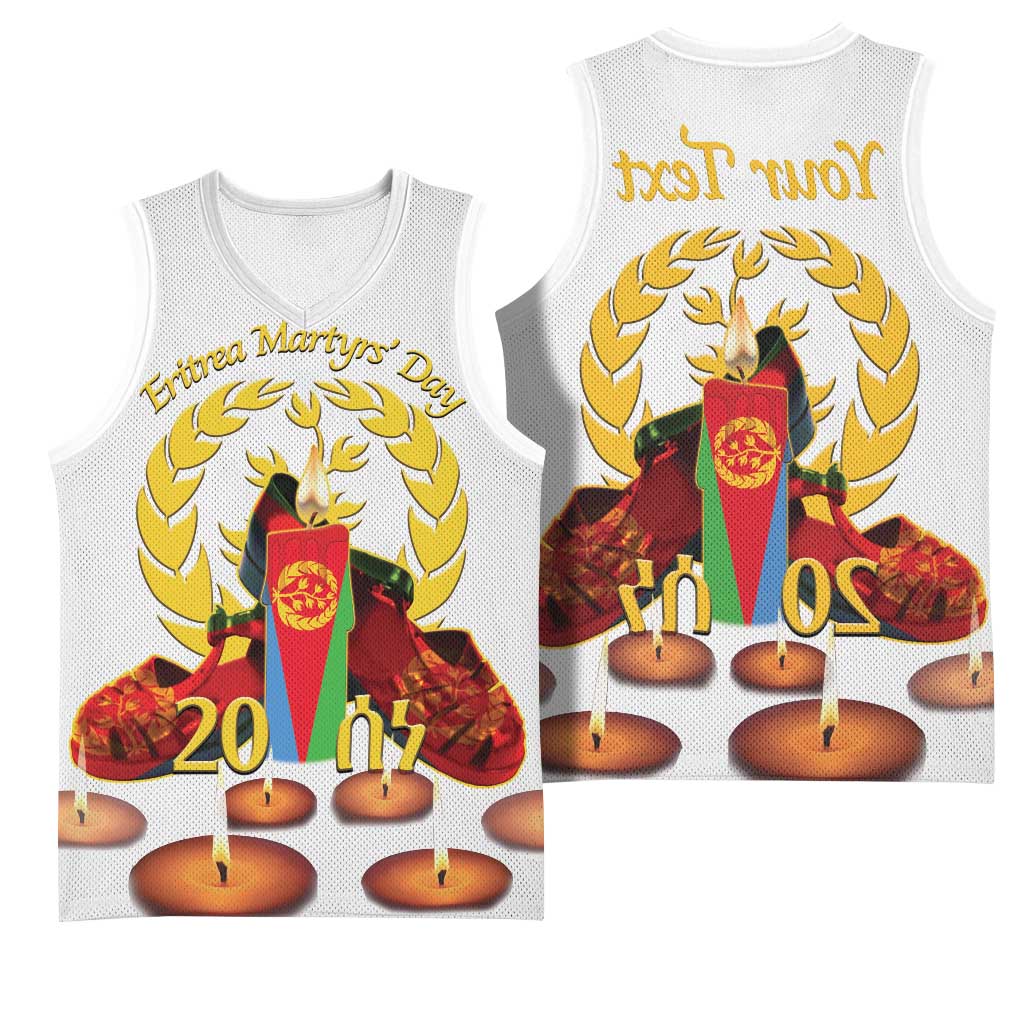 Custom Eritrea Martyrs' Day Basketball Jersey 20 June Shida Shoes With Candles - White - African Pride