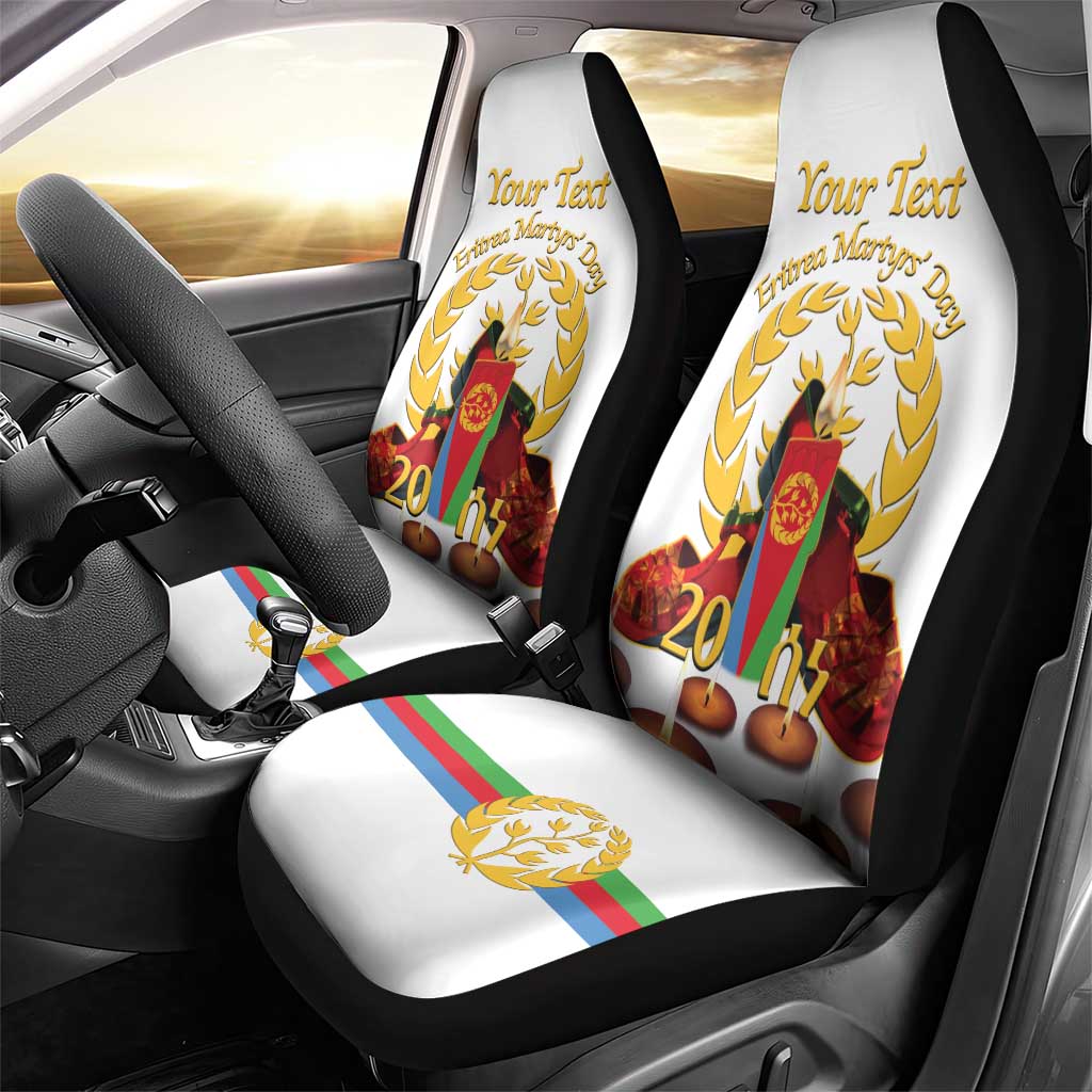 Custom Eritrea Martyrs' Day Car Seat Cover 20 June Shida Shoes With Candles - White