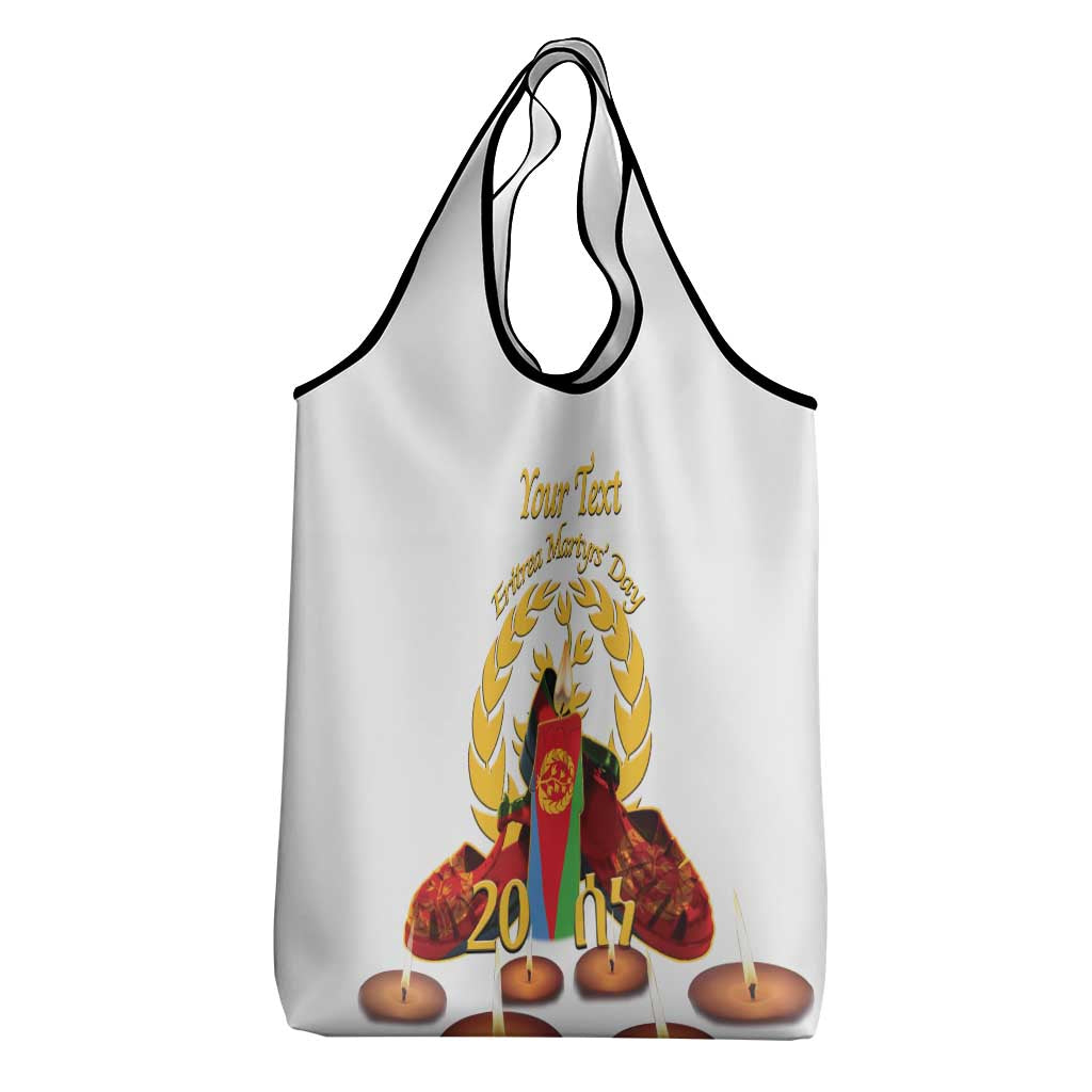 Custom Eritrea Martyrs' Day Grocery Bag 20 June Shida Shoes With Candles - White