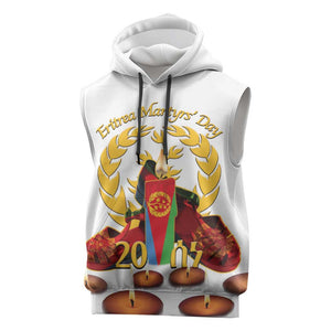 Custom Eritrea Martyrs' Day Sleeveless Hoodie 20 June Shida Shoes With Candles - White - African Pride