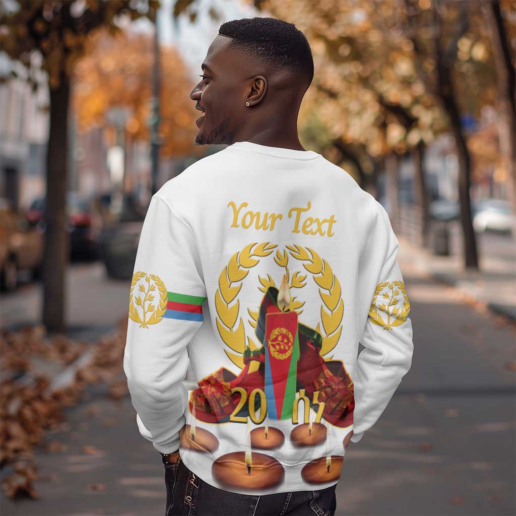 Custom Eritrea Martyrs' Day Sweatshirt 20 June Shida Shoes With Candles - White