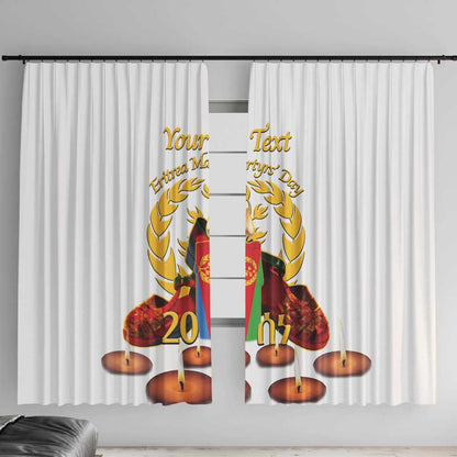 Custom Eritrea Martyrs' Day Window Curtain 20 June Shida Shoes With Candles - White
