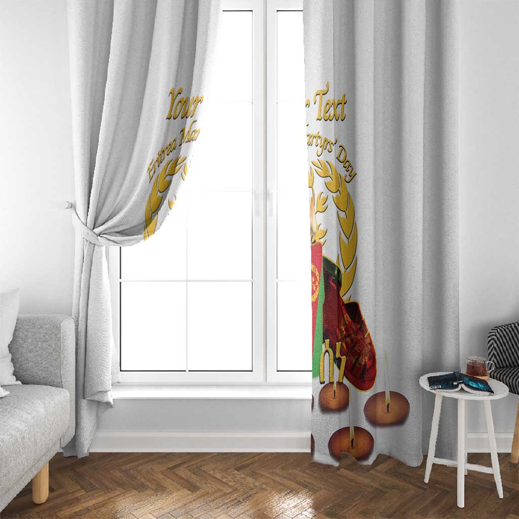 Custom Eritrea Martyrs' Day Window Curtain 20 June Shida Shoes With Candles - White