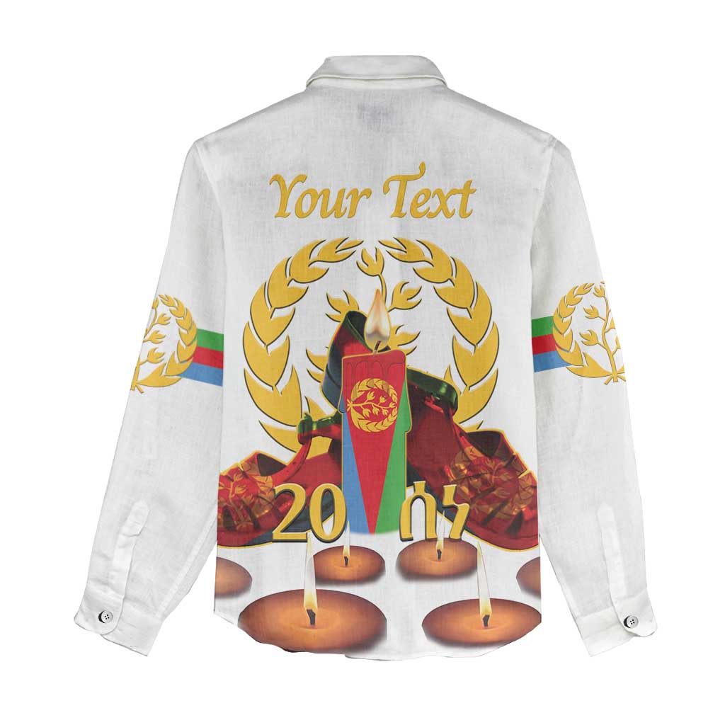 Custom Eritrea Martyrs' Day Women Casual Shirt 20 June Shida Shoes With Candles - White LT14