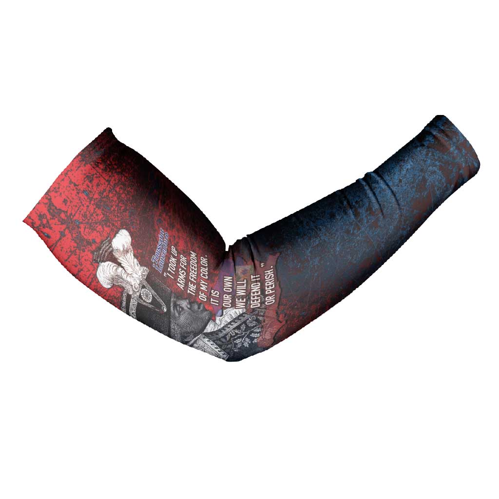 Personalized Toussaint Louverture Afro Haiti Arm Sleeves Haitian Father Grunge Style - African Pride