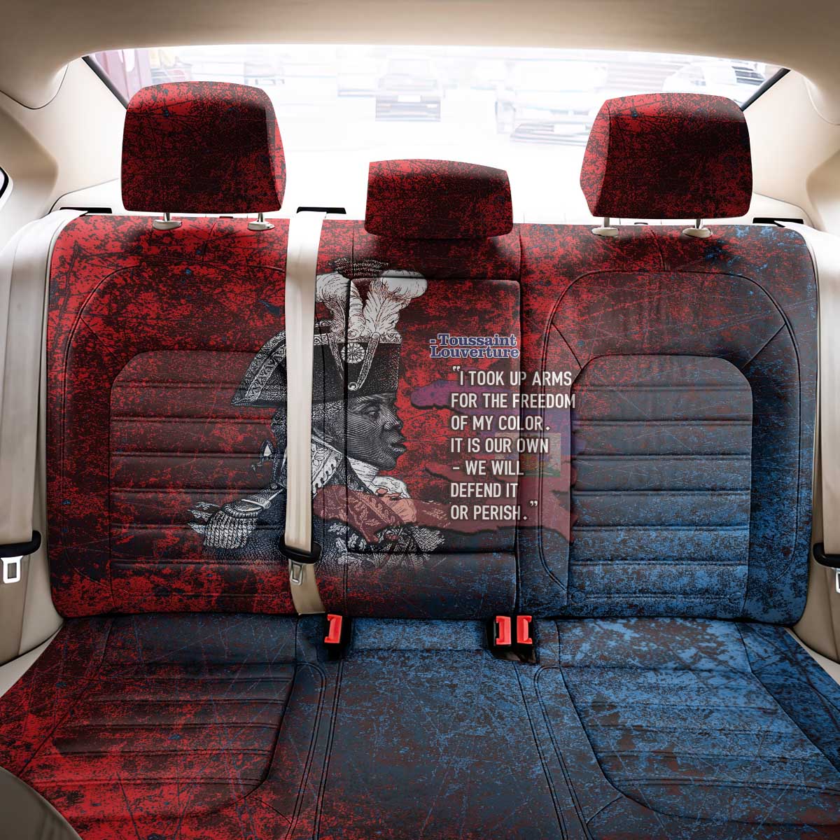 Toussaint Louverture Afro Haiti Back Car Seat Cover Haitian Father Grunge Style - African Pride