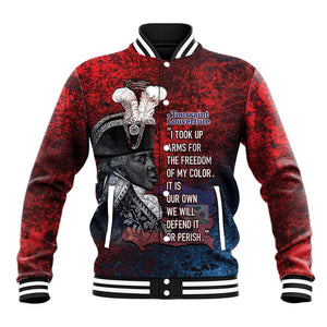 Personalized Toussaint Louverture Afro Haiti Baseball Jacket Haitian Father Grunge Style - African Pride