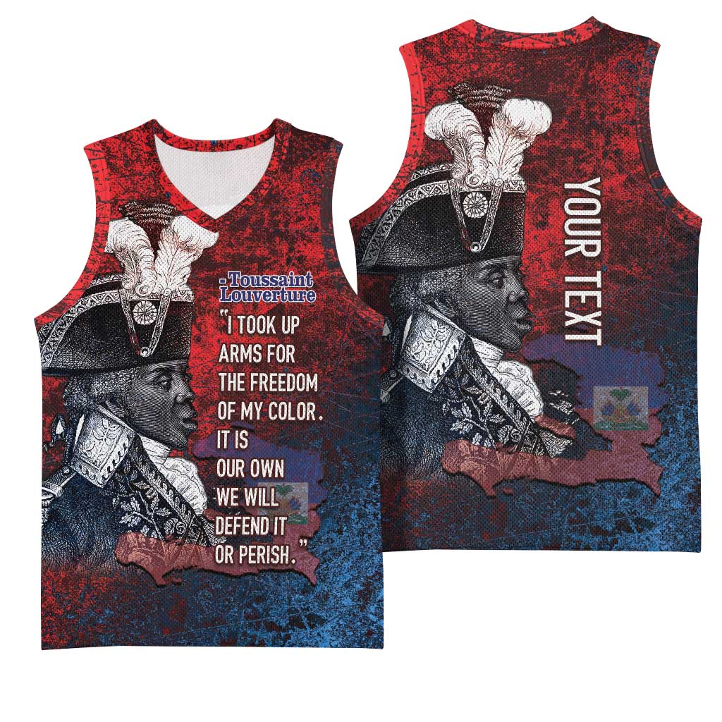Personalized Toussaint Louverture Afro Haiti Basketball Jersey Haitian Father Grunge Style - African Pride