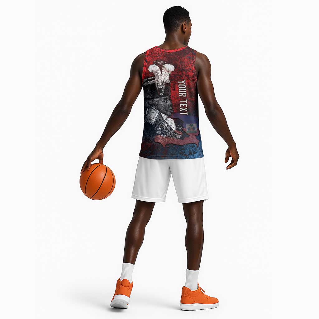 Personalized Toussaint Louverture Afro Haiti Basketball Jersey Haitian Father Grunge Style - African Pride