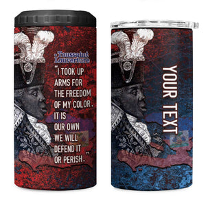 Personalized Toussaint Louverture Afro Haiti 4 in 1 Can Cooler Tumbler Haitian Father Grunge Style - African Pride