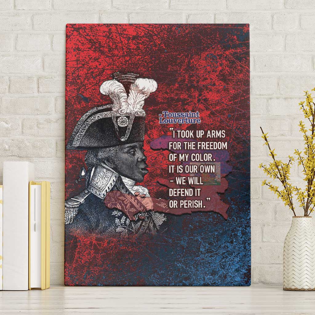Toussaint Louverture Afro Haiti Canvas Wall Art Haitian Father Grunge Style - African Pride